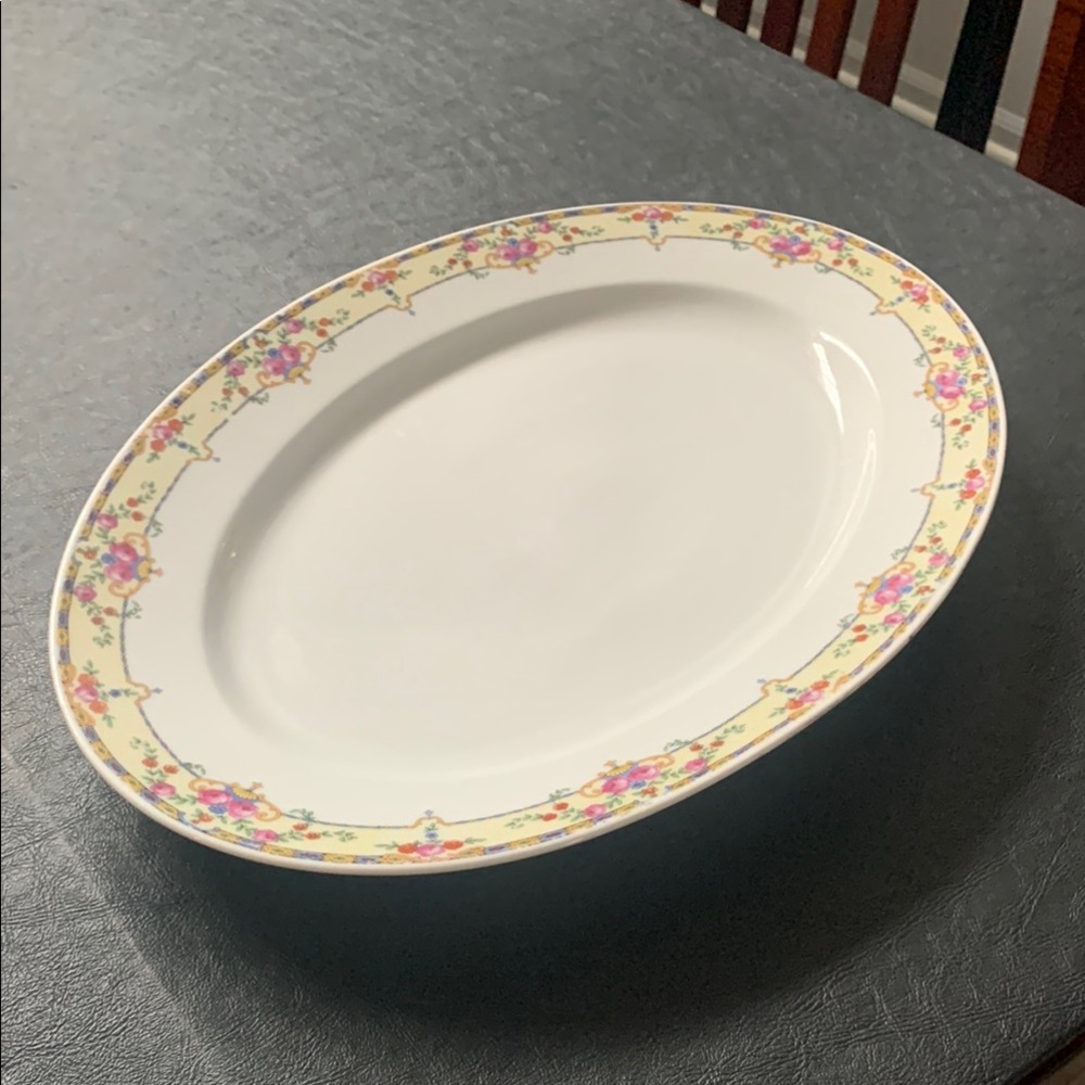 White and Pink Floral Serveware Plate